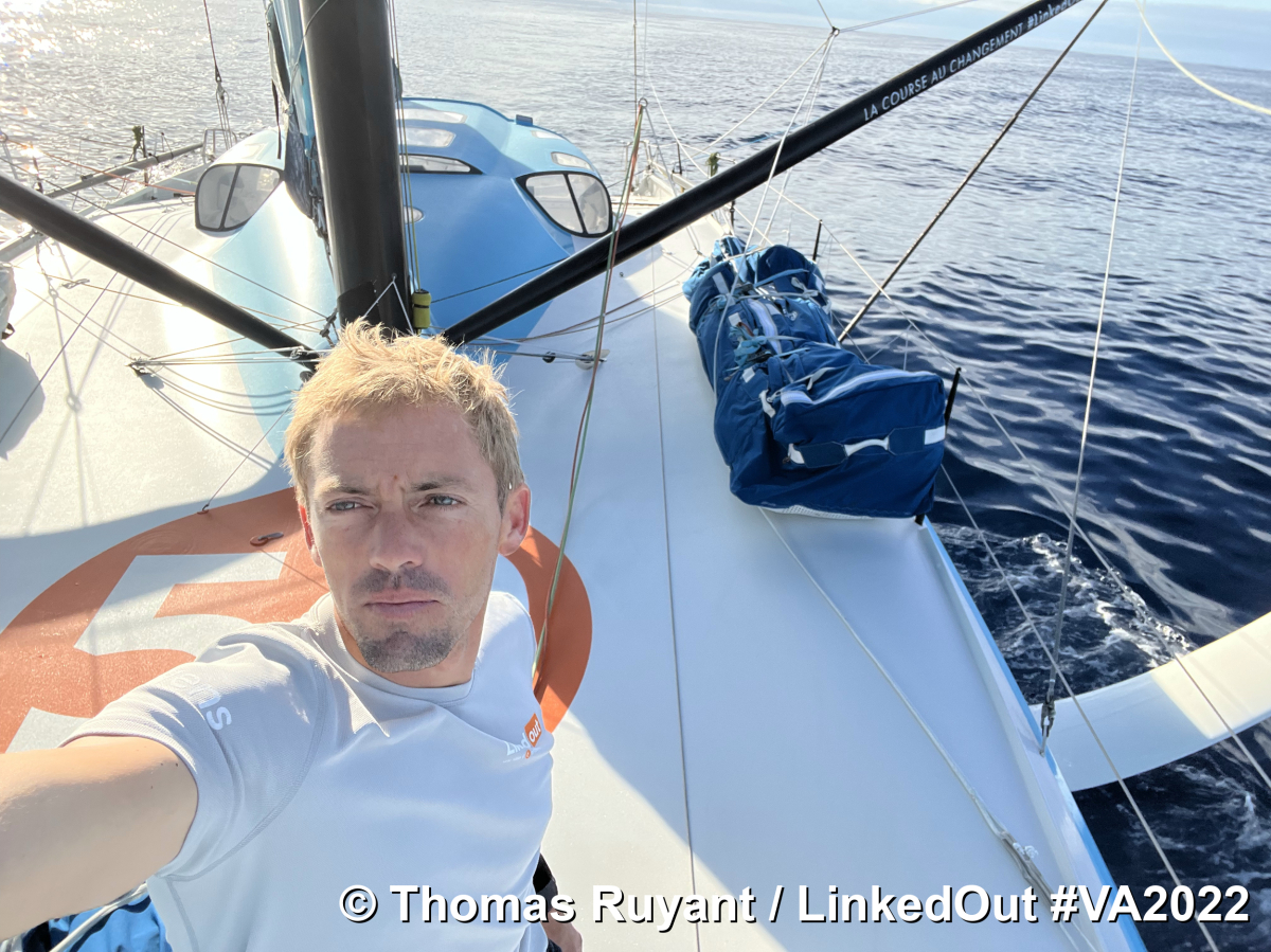Thomas Ruyant à bord de LinkedOut