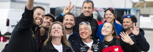 Les skippers avant le départ sur les pontons