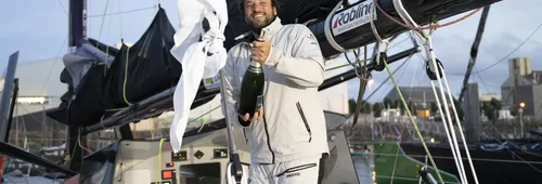 Antoine Cornic à l'arrivée aux Sables d'Olonne